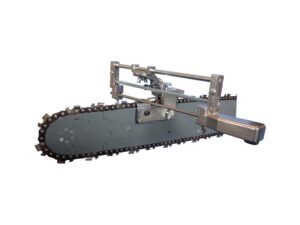 A closeup view of the Bar-Mount Chainsaw Sharpener on white background.