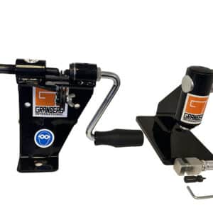 A chain breaker and a chain spinner sit side by side on a white background.